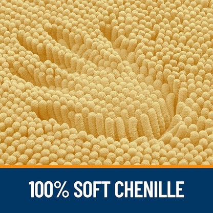 OLANLY Toilet Rugs U-Shaped 24x20, Extra Soft Absorbent Chenille Contour Bathroom Rugs for Toilet, Dry Quickly, Machine Washable, Non-Slip Bath Mat, Yellow