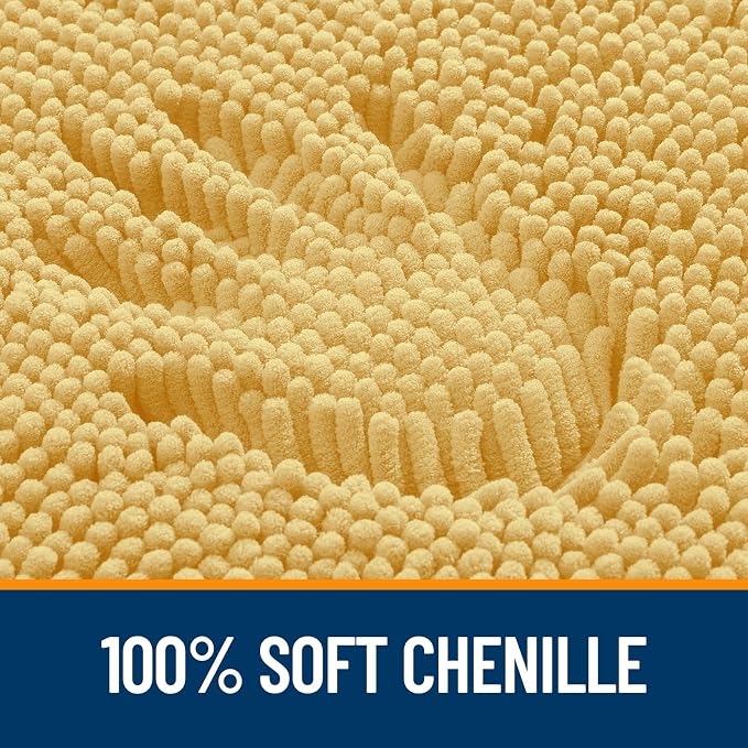 OLANLY Bathroom Rugs 35x24, Extra Soft Absorbent Chenille Bath Rugs, Rubber Backing Quick Dry, Machine Washable Bath Mats for Bathroom Floor, Tub and Shower, Home Decor Accessories, Yellow
