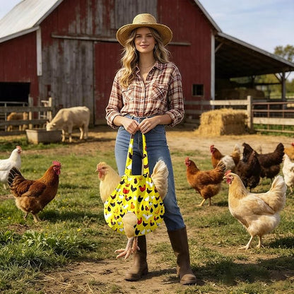 Chicken Carrier Sling Holder Bag with Handle, Driving Poultry Carriers Handbag for Farm Owners and Pet Lover Chicken Holder Poultry Travel (Yellow)