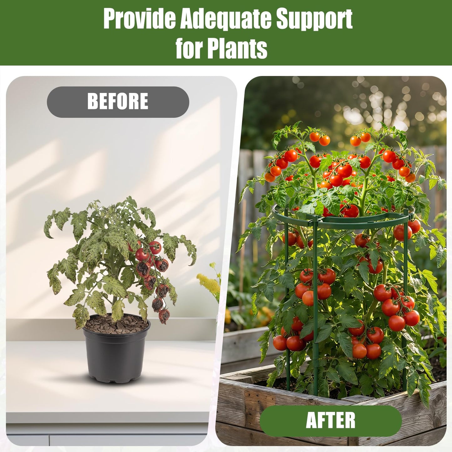 8 Pack Peony Cages and Supports, 11.8" D x 25" H Plant Supports for Outdoor Plants, Peony Support Cage Flower Support Rings, Plant Support Ring for Rose Tomato Hydrangea Strawberry