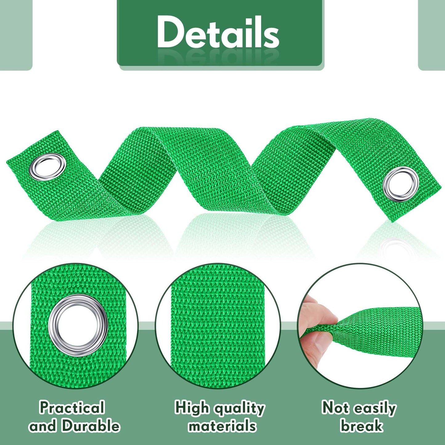 32 Pieces 15.74 Inches Tree Straps for Staking with Grommet Heavy Duty Tree and Plant Supports Stakes for Guying Staking Newly Planted Sapling Straight and Hurricane Protection (Green)