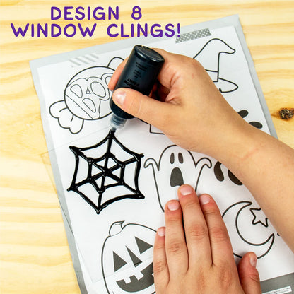 Made By Me Create Your Own Halloween Window Art by Horizon Group USA, Make 20 Projects, Includes Suncatcher Frames & Window Clings, Glow-in-The-Dark Paint, Paint Tubes, Suction Cups & Cording,Multi