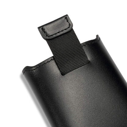 HISCOW Business Card Holder with Flap for Dispensing Cards - Italian Calfskin (Black)