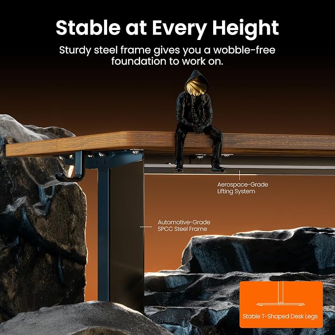 ErGear Height Adjustable Electric Standing Desk, 40 x 24 Inches Sit Stand up Desk, Memory Computer Home Office Desk, Vintage Brown