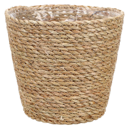 KESYOO Woven Flower Basket, Hand Woven Straw Plant Pot, Indoor Decorative Flower Pot with Liner, Light Brown, 8.66 x 8.66 x 8.26 Inch