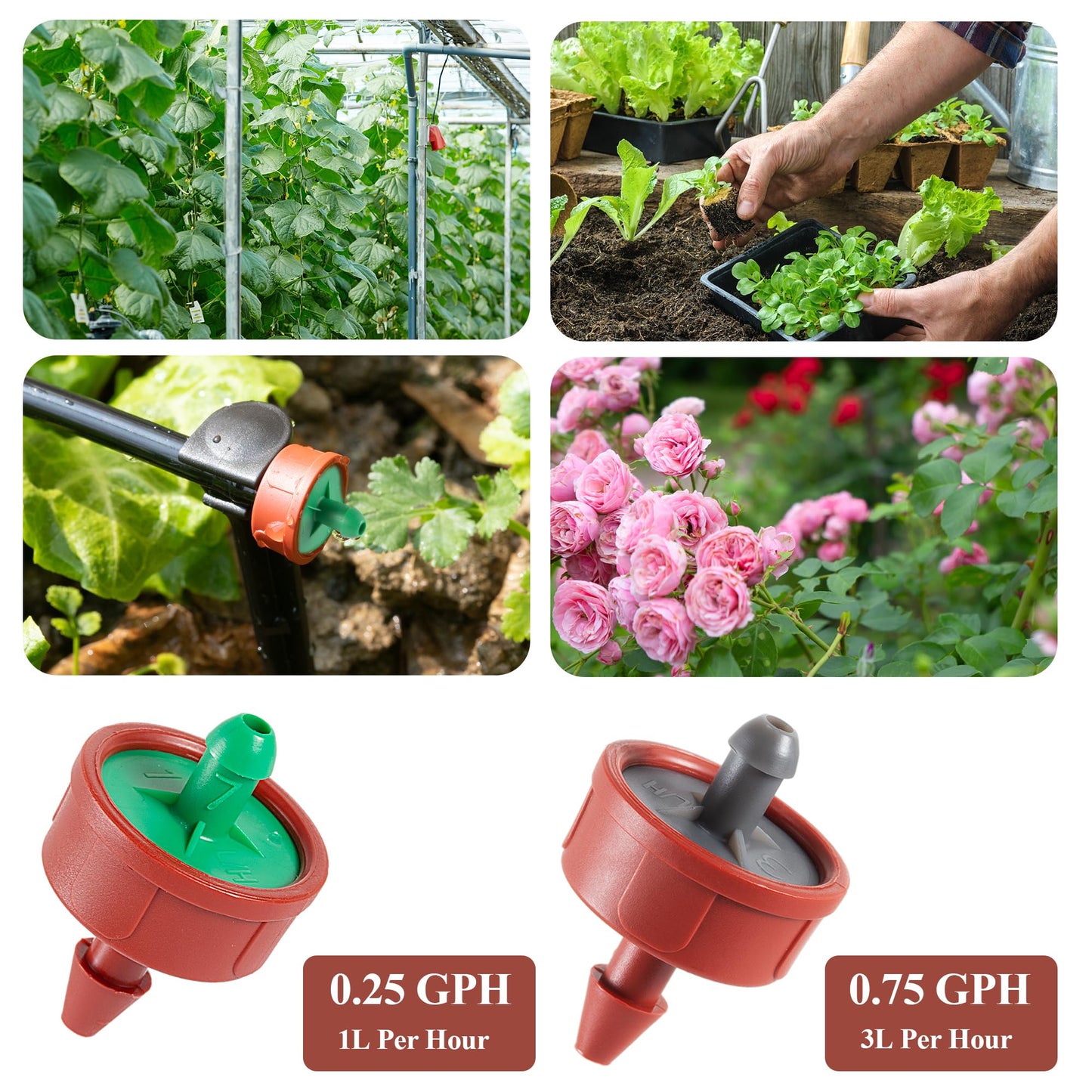 30 Pcs 0.25 GPH Pressure Compensating Irrigation Spot Drippers,Constant Flow Barb Outlet Watering Dripper Emitters Heads Parts for 1/4 Inch Watering Tubing Line for Garden Pots Plant Irrigation System