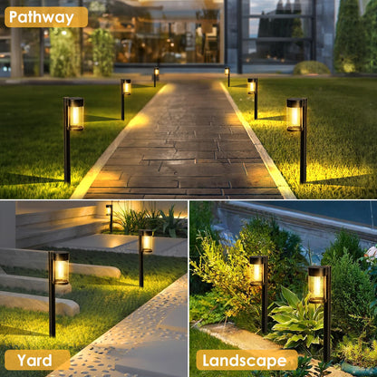 Solar Pathway Lights Outdoor, 10 Pack Metal & Glass Solar Lights Outdoor Waterproof Landscape Path Lights for Outside Yard Lawn Walkway Driveway Garden Decor
