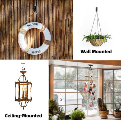 QTJUST 6Pack 6inch Wall Hook for Hanging Plant Bracket Metal Plant Hook Black