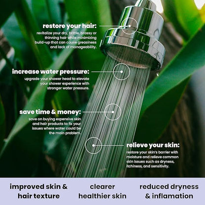 Eskiin Filtered Showerhead - Best Shower Head With Filters For Healthy Hair & Skin - High Pressure Water Softener For Hard Water - Reduce Dandruff, Protect Colored Hair, And Soothe Dry Skin (Chrome)