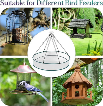 Bird Seed Catcher Tray for Hanging Bird Feeder Platform, 18 Inch Large Birds Feeder Trays with Adjustable Hanging Hoop for Outdoor Garden Lawn (18 inch-1 Pcs)