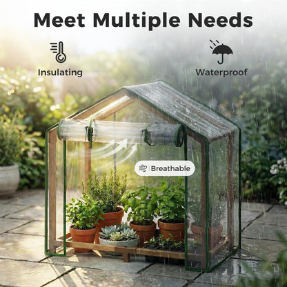 Leaf&Lull Mini Greenhouse Indoor Desktop with Zippered Doors & Roll-up Windows Elevated Bottom Portable Plant Hot House with Durable PE Cover Ventilation Window for Seed Starting&Plant Growth