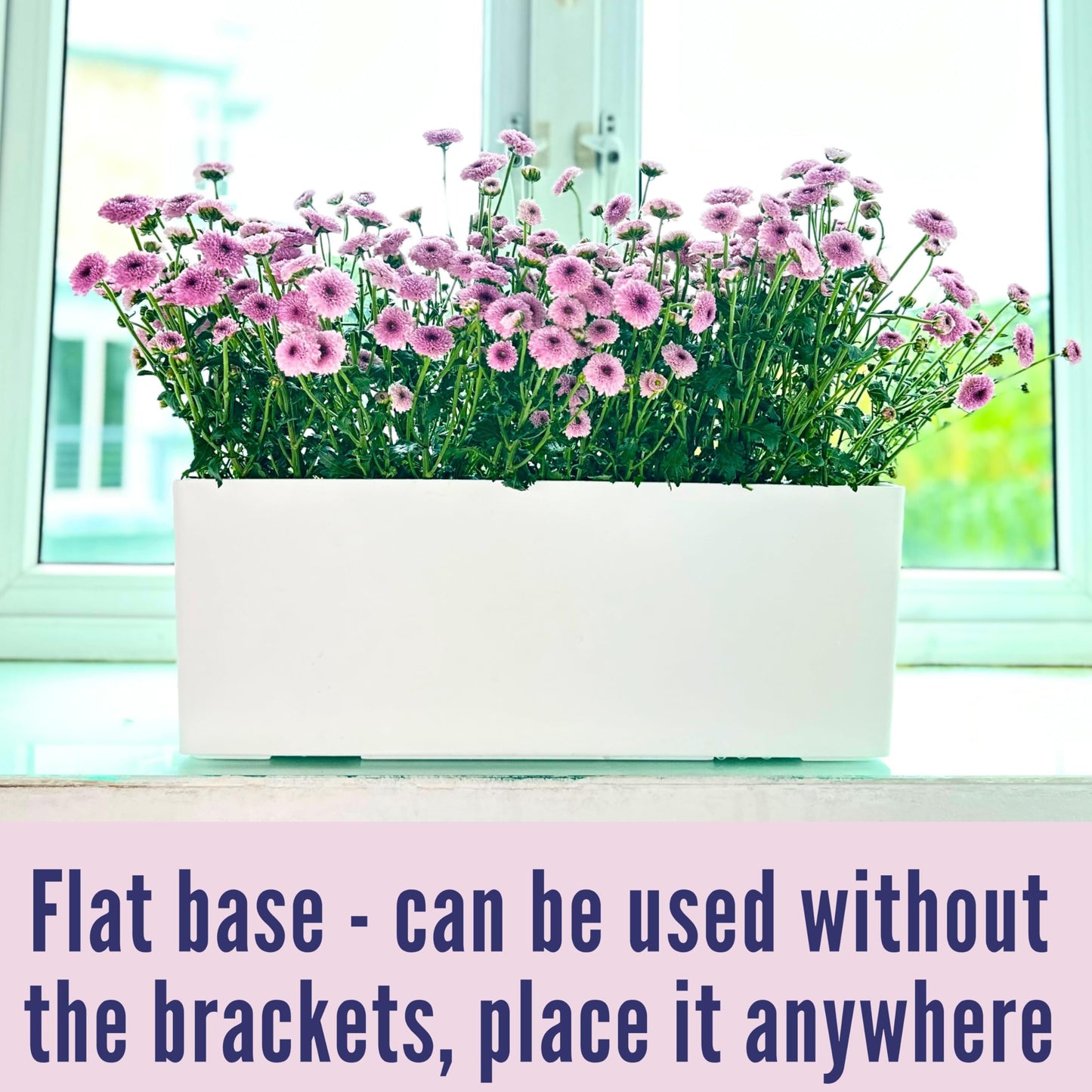 LaLaGreen Bundle- 2 Pack, 12 Inch White Geometric Self Watering Pot + 4 Pack, 20 Inch Rectangular Planter Box Hanging Stylish Modern Wall Mount Flower Succulent Vase Holder Balcony Porch Indoor Decor