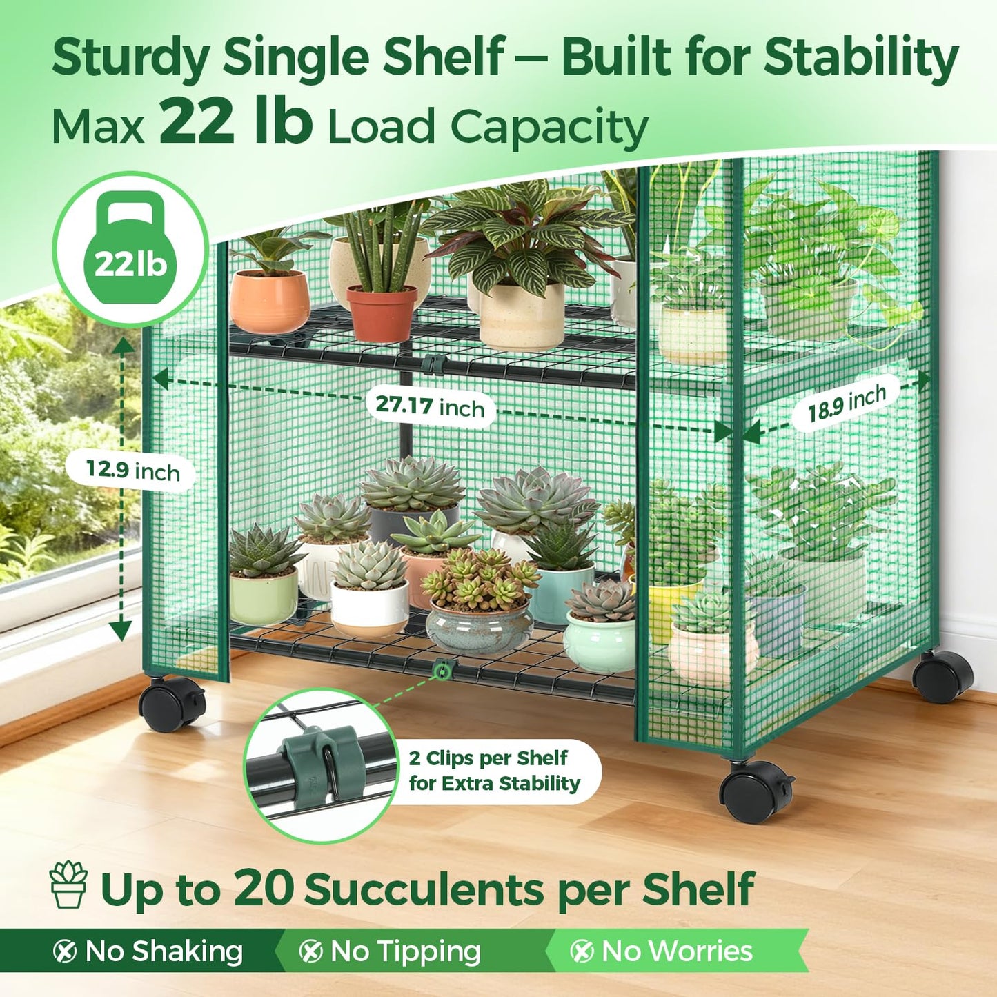 Ohuhu Small Greenhouse for Indoor Outdoor with Wheel, Portable Plastic Plant Green House 4-Tier Rack Stand Portable Greenhouses with Durable PE Cover for Seedling