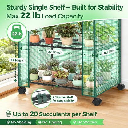Ohuhu Small Greenhouse for Indoor Outdoor with Wheel, Portable Plastic Plant Green House 4-Tier Rack Stand Portable Greenhouses with Durable PE Cover for Seedling