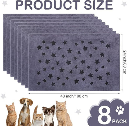 Chumia 8 Pcs Dog Towels for Drying Dogs Cats Pet Towels Bulk Puppy Microfiber Fast Drying Paw Bath Bathing Supplies Absorbent for Medium Pets (40 x 24 Inch,Star,Gray)