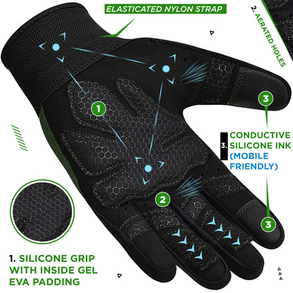 RDX Weight Lifting Gloves Gym Workout, Full Finger Touch Screen, Breathable Anti Slip Padded Palm Protection, Fitness Strength Training Powerlifting HIIT WOD Exercise, Men Women Home Gym Cycling