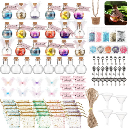 Jinei 174 Pieces Fairy Magic Potions Kit with 24 Mystery Witch Potion Bottles Fairy Wing DIY Magic Mix Making Kit for Christmas Decorations Birthday Creative Gifts Filling Supplies(Ball Style)