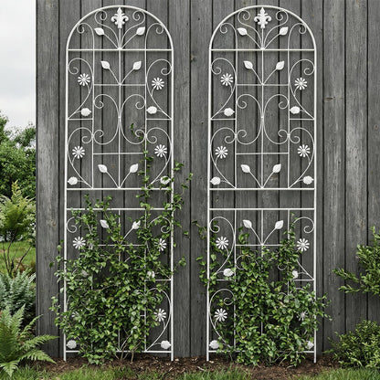 Maidapulu, Trellis for Climbing Plants Outdoor, （2 Pack 70.8x19.6-inch）, Generic Metal Garden Trellis, Rustproof, Easy Assembly,（White）