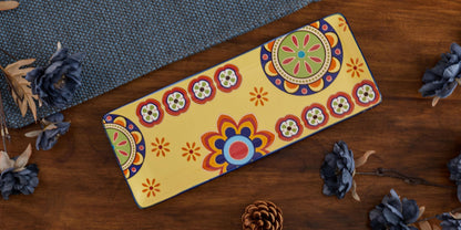 Bico Tunisian Ceramic 14 inch Rectangular Serving Platter, Set of 2, for Serving Salad, Pasta, Cheese, Ham, Appetizer, Microwave & Dishwasher Safe