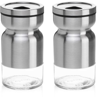 Salt and Pepper Shakers Set with Adjustable Pour Holes by CHEFVANTAGE - Stainless Steel