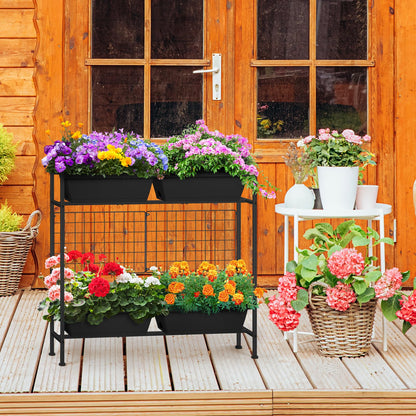 ETELI Vertical Raised Garden Beds Outdoor Elevated Herbs Garden Planter Boxes with Trellis and Legs 32.4" Flowers Beds Vertical Planters for Small Climbing Plant Vegetables Patio Balcony, Black