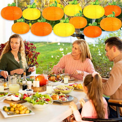 DECYOOL 12PCS Fall Thanksgiving Pumpkin Paper Lanterns 3D Pumpkin Hanging Honeycomb Centerpieces for Birthday Wedding Harvest Party Supply Decorations