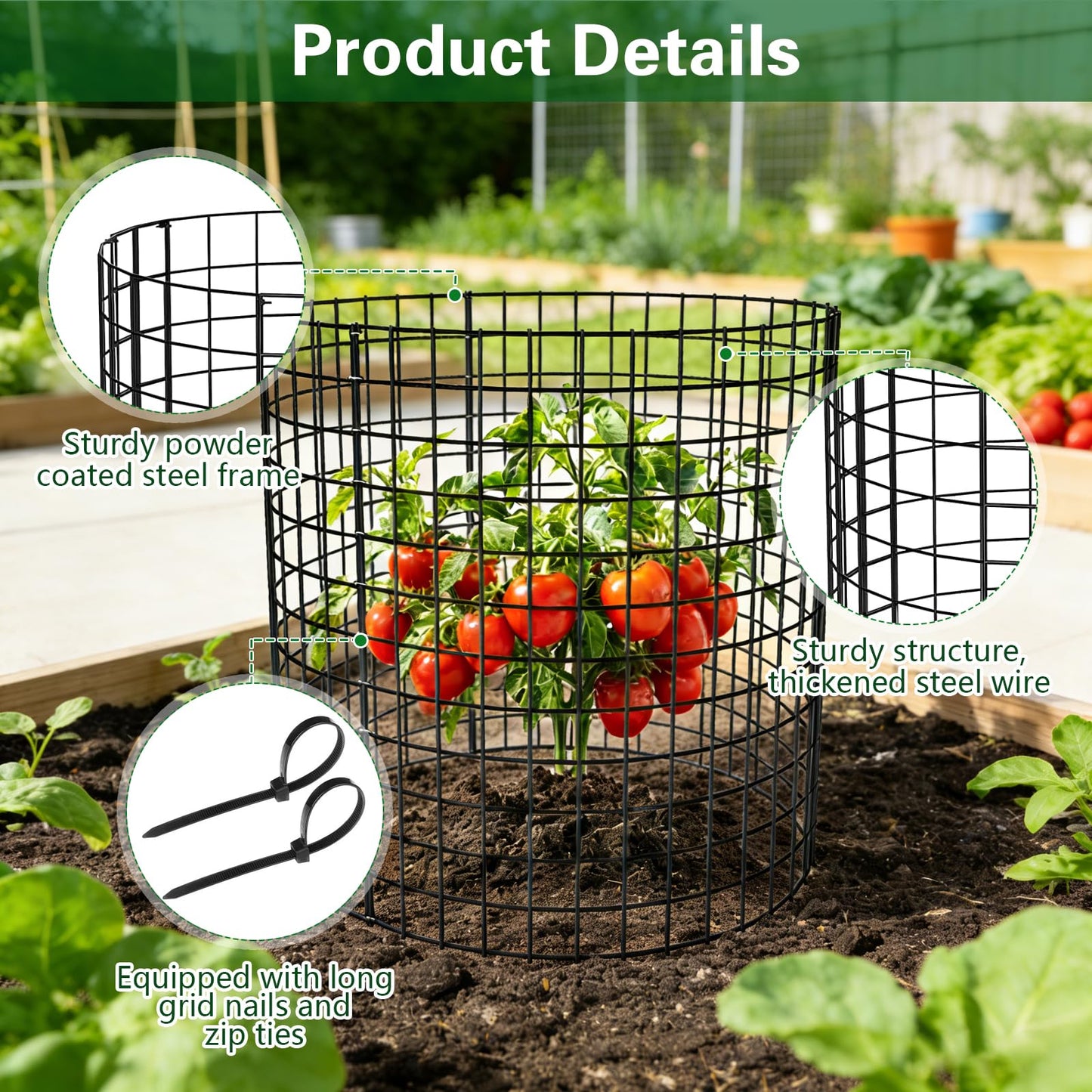 Yudlto 10 Pack Plant Protectors from Animals, 12×14in Wire Plant Protector Covers, Metal Garden Cloche with Ground Stakes and Zip Ties for Deer and Rabbit Protection in Outdoor Gardens