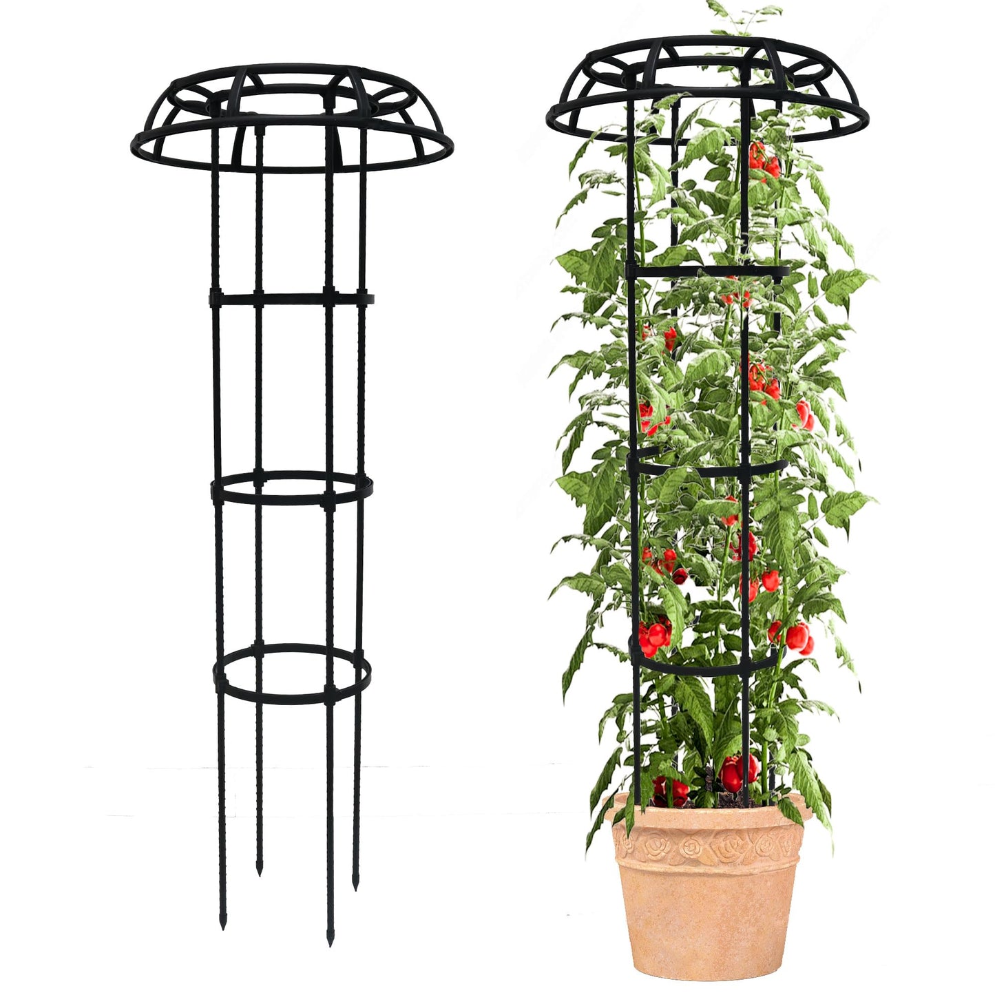 Quibbay Garden Trellis for Climbing Plants Outdoor, 53 Inch Mushroom Top Trellis for Climbing Plants, Metal Plant Flower Trellises for Vine Grape Vegetable Cucumber Tomato Trellis, 1 Pack