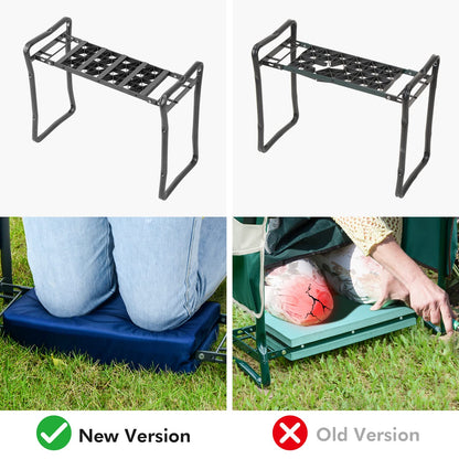 Patented Garden Kneeler and Seat Heavy Duty, Upgraded Garden Bench with Thicker Wider Soft Detachable Kneeling Pad, with 2 Tool Store Pouches, Nice for Mother Father Gardeners