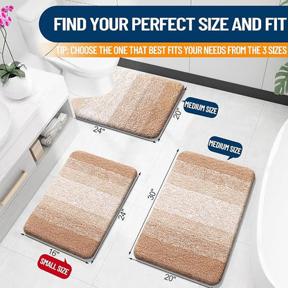 OLANLY Large Bathroom Rugs Mat 40x24, Extra Soft Absorbent Microfiber Bath Rugs, Rubber Backing, Quick Dry, Machine Washable Bath Mats for Bathroom Floor, Tub and Shower, Home Decor Accessories, Beige