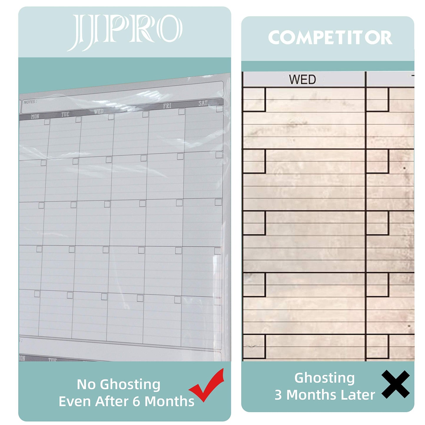 Large Dry Erase Wall Calendar - 60“ x 38" Undated Blank 6 Month Calendar - Giant Whiteboard 6 Month Poster - Premium Laminated Undated Planner for Classroom, Office, Project & Family Schedule
