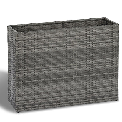 SUNNYPARK Gray Rectangular Planter Box All-Weather PE Rattan Large Modern Planters with Removable Liner Indoor Outdoor Decorative Flower Pot for Patio, Balcony, Garden