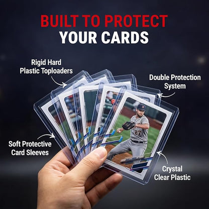 Ultra Pro Toploaders and Card Sleeves Bundle – 3" x 4" Clear Regular Toploaders & Soft Penny Sleeves for Standard Size Cards – Hard Plastic Card Protectors for Collectible Trading Cards – 200 Pack