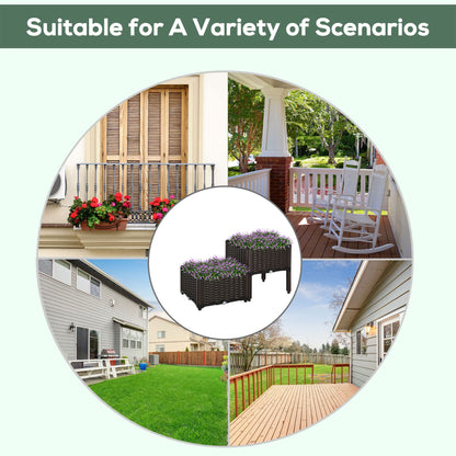 Outsunny 2 Piece Raised Garden Bed with Legs, Planter Box Raised Bed to Grow Flowers, Herbs & Vegetables, Brown