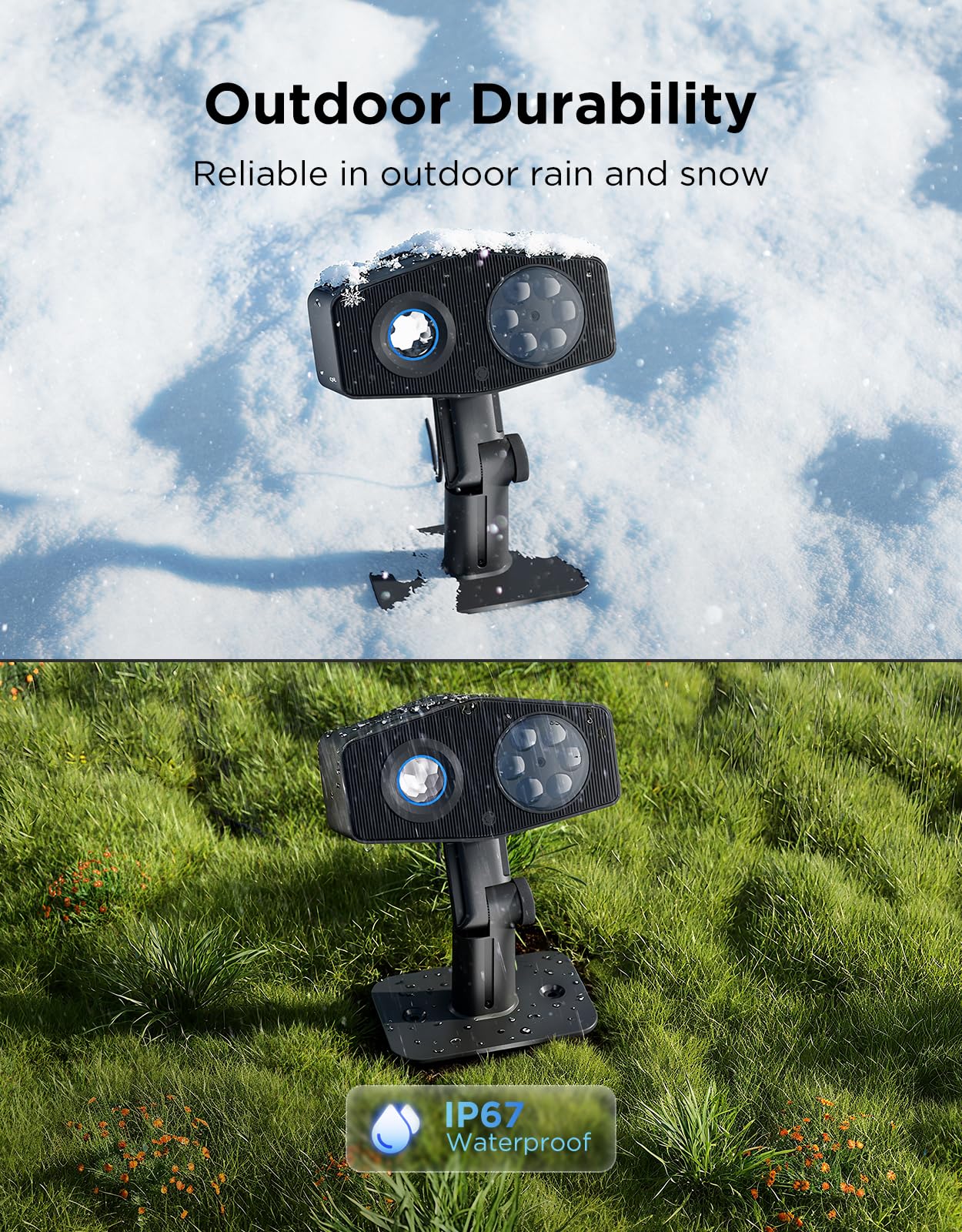Govee Outdoor Decoration Projector Light, Upgraded LED Snowflake Projector, 180° Rotation, 20 HD Effects & 58 Scene Modes with App Control, IP67 Compatible with Alexa, Google Assistant, Matter