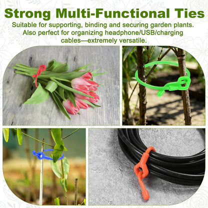 M METERXITY 12-Pack Adjustable Plant Ties, 3inch/7.62cm Silicone Flexible Multi-Function Sturdy Garden Twist Tie for Plant Support/Tree/Shrub/Vine, Reusable Support Twine [Black]