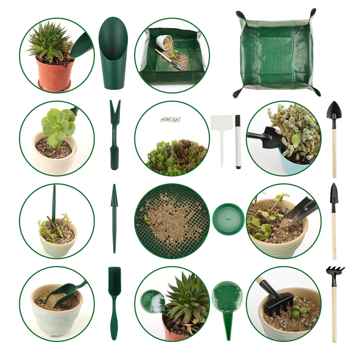 16Pcs Garden Tools, Mini Garden Hand Transplanting Succulent Tools Set, 19.6" Thickened Plant Repotting Mat & Succulent Hand Tools, Plants Transplanting Supplies for Indoor Outdoor Fairy Care, Cactus