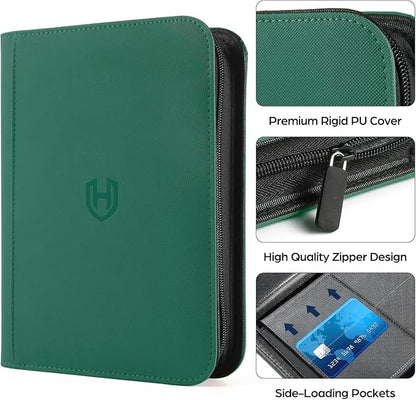 Card Binder 9 Pocket with Zipper, 648 Pockets Trading Card Holder Book, Premium PU Cover Zip Folder Binder, Side Loading Carrying Case Binder Album for TCG, MTG, Sports Cards, Game Cards