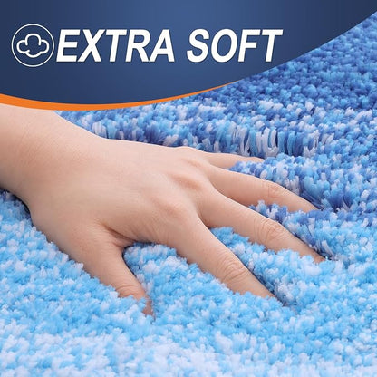 OLANLY Bathroom Runner Rugs Mat 47x17, Extra Soft Absorbent Microfiber Bath Rugs, Rubber Backing, Quick Dry, Long Bath Mats for Bathroom, Tub and Shower, Home Decor Accessories, Light Royal Blue