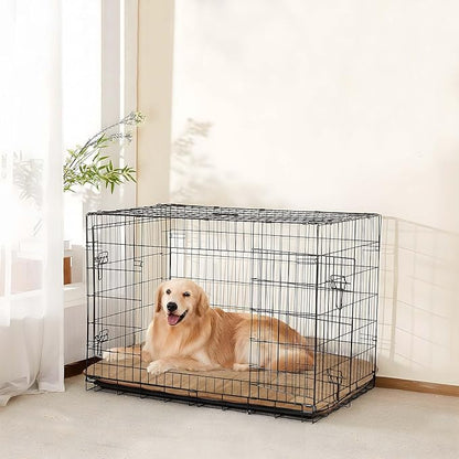 Dog Crate Pad for X Large Dog - 41x27 Memory Foam Dog Bed, Washable & Anti-Slip Dog Bed Mat, Ultra Soft Kennel Pad for Dogs Cozy Sleeping Mat, Khaki