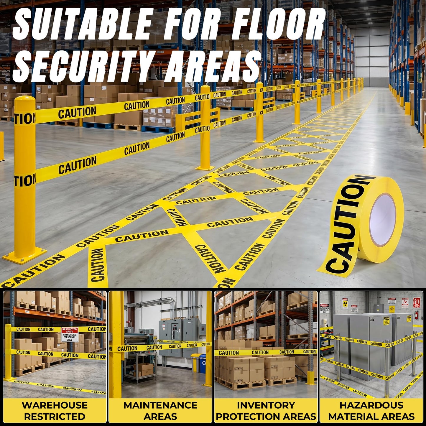 GroTheory Caution Tape 2 Pack, 3" x1000ft Safty Tape Yellow Caution Tape Roll, Halloween Decorations Construction Tape for Danger/Hazard Areas/Crime Scene Halloween Party Decorations