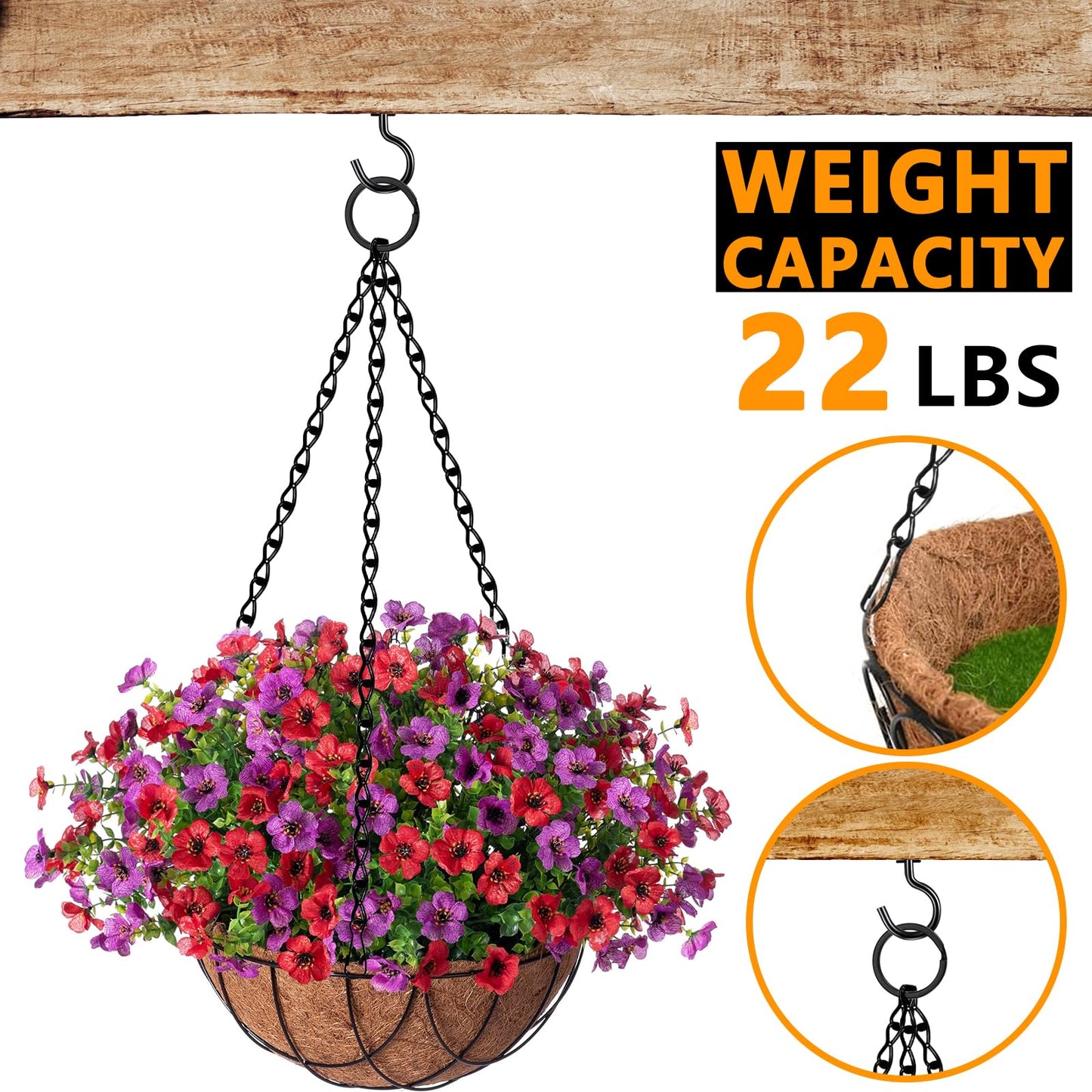 Tsocent Metal Hanging Chain, 236 Inch Black Chains for Plants, 12×S Hooks, 12×Buckles, 12×Rings, 24×Screw Hooks for Bird Feeder, Planter, Wind Chimes (Black)
