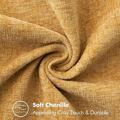 MIULEE Pack of 2 Summer Throw Pillow Covers 18x18 Inch Gold Mustard Yellow Farmhouse Decorative Pillow Covers with Stitched Edge Soft Chenille Solid Dyed Pillow Covers for Couch Sofa Bed Living Room