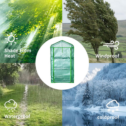 GreenGiggle 3 Tier Mini Indoor Greenhouse,27"x19"x49" Greenhouse for Indoors&greenhouses for Outdoors with PE Cover and Roll-Up Zipper Door
