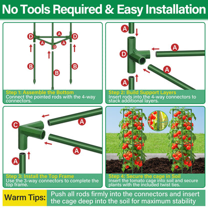 Legigo 2 Pack 65 Inch Tomato Cage for Garden, Heavy-Duty Tomato Trellis Plant Support Stakes, Adjustable Garden Trellis Plant Cage for Climbing Plants Peppers Outdoor Raised Garden Bed and Vegetables