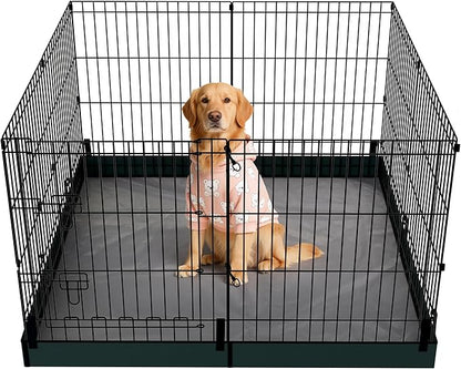 Dog Playpen, Foldable Metal Puppy Play Pen with Bottom Pad, 24x30in 8 Panels Dog Playpen with Door for Indoor Outdoor, Heavy-Duty Pet Exercise Fence for Small Medium Animals