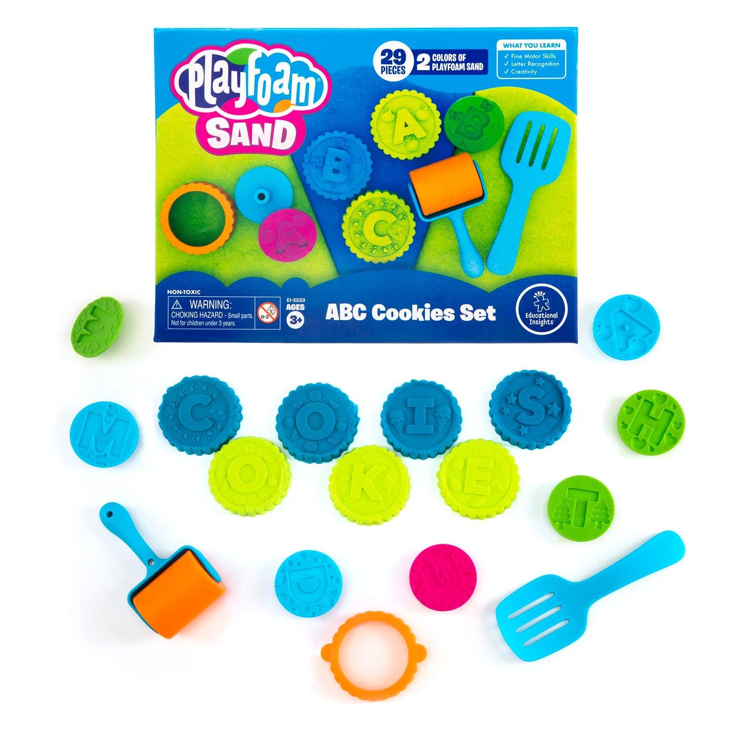 Educational Insights Playfoam Sand ABC Cookies Set - Toddler Learning Toys, Preschool Sensory Toys for Kids 3-5, Non Toxic Play Sand Kit for Toddlers, Sensory Letters, Alphabet Learning Activities