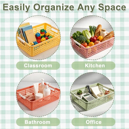 Yakydesign 6 PCS Plastic Classroom Turn in Paper Trays Storage Bin Basket Organizers Holds 4A Paper File for School Teacher Supplies Classroom Office Home Organization and Storage Tray (Boho)