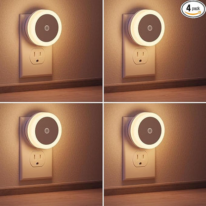 Briignite LED Baby Night Lights Plug into Wall [4Pack], Nightlight with Light Sensors for Kids Room, Bathroom Stair Lights, Hallway Light, Warm White