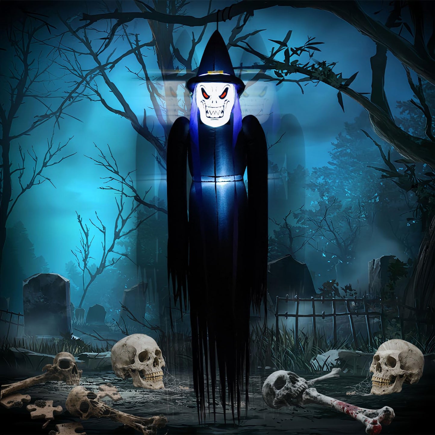 SRKLH 6FT Halloween Inflatables Hanging Ghost Outdoor Decorations Blow Up Yard Decor with Built-in LEDs for Tree Window Porch Lawn Party Decor